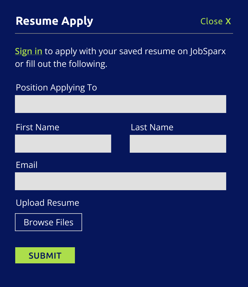 Resume Apply Pop-Up